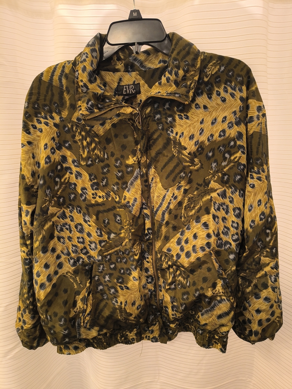 EVR Olive Green Animal-Print Bomber Jacket
